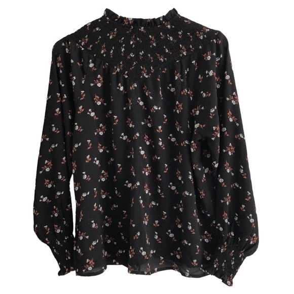 Madewell Smockneck Floral Mini Print Long Sleeve Size Smocked Wrist Size Small - Picture 6 of 14